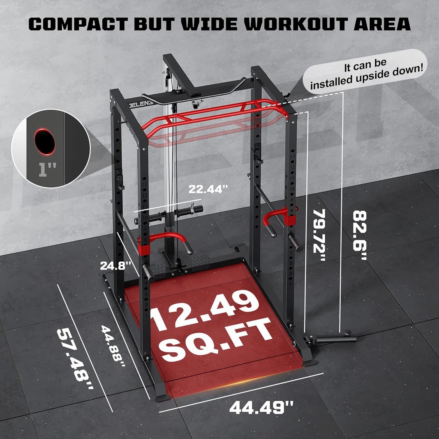 Power Cage, 2000LBS Multi-Function S11 Power Rack with LAT Pulldown, Squat Rack with Adjustable Pulley System and More Training Attachments, Weight Workout Machine for Home Gym