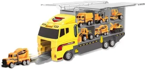 PowerTRC 11 in 1 Die-cast Construction Toy Truck Models Car Toys, Mini Construction Vehicles Toys, Excavator, Mixer, Bulldozer, Helicopter Playset Gift for Kids