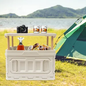 PP Folding Storage Box, Portable Outdoor Box, Camping Organizer For Trunks, Study Rooms (White)