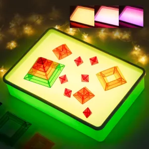PreTrans Sand Painting Light Box – Kids Light Table for Creative Art, 3 Color Temperatures & 10 Brightness Levels, Classroom & Home Use (Green)