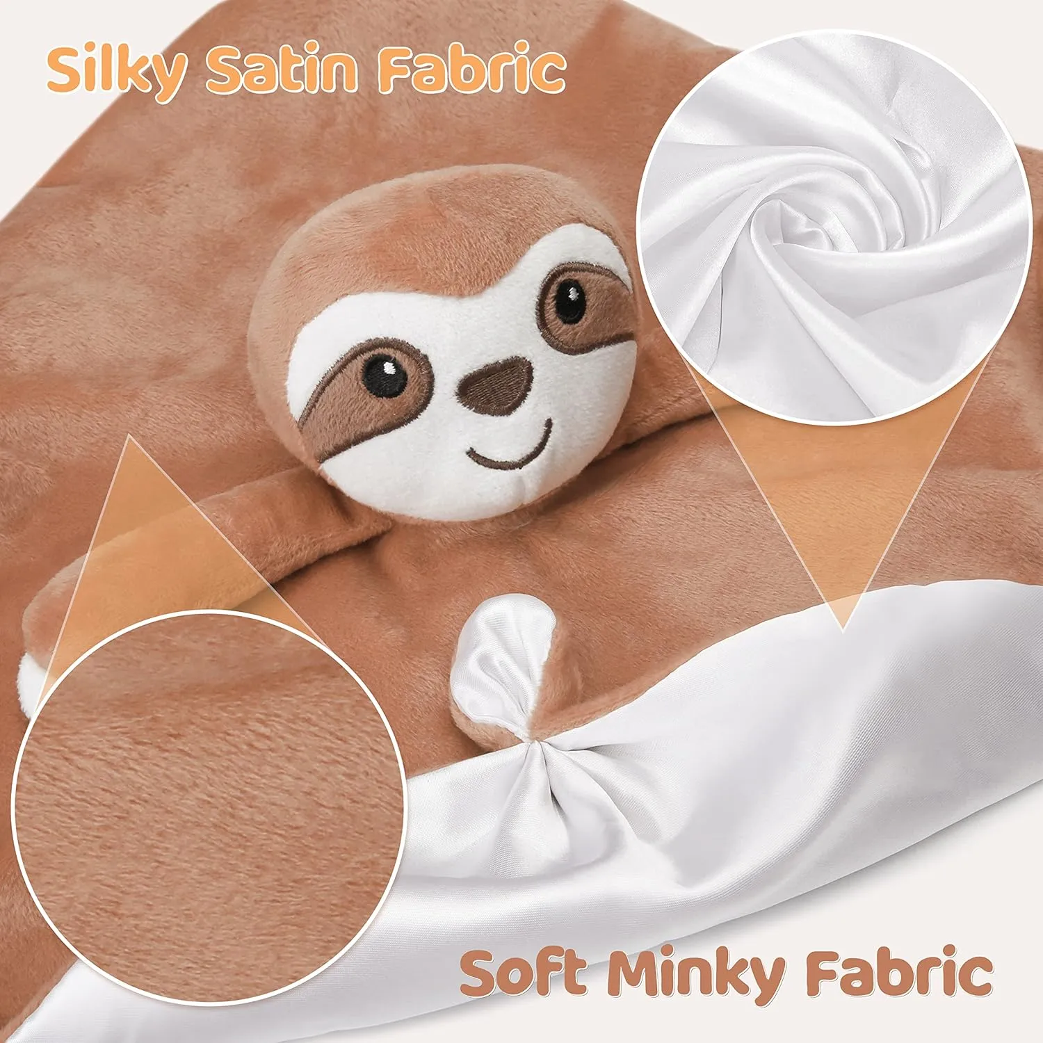 Pro Goleem Sloth Security Blanket Soft Loveys for Babies for Boys and Girls Newborn Lovie Infant Blankie Sloth Baby Stuff Baby Snuggle Toy Stuffed Animal Baby Gifts 14 Inch