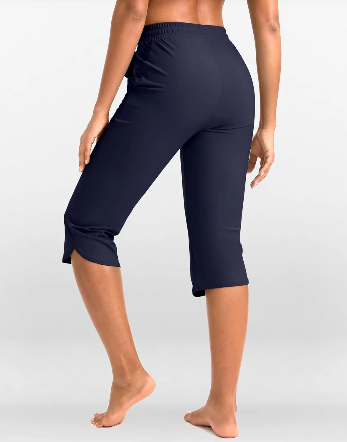 Pudolla Women's Swim Capris 18" Quick Dry UPF50  Swimsuit Pants Long Board Shorts for Women with Pockets