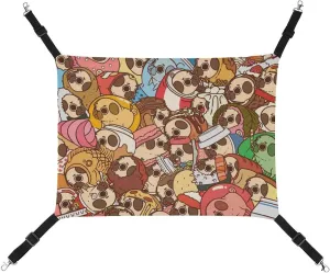 Puglie Pug Hanging Cat Bed Soft Breathable Pet Hammock for Cage Pet Sleeper for Kitten Ferret Puppy Rabbit