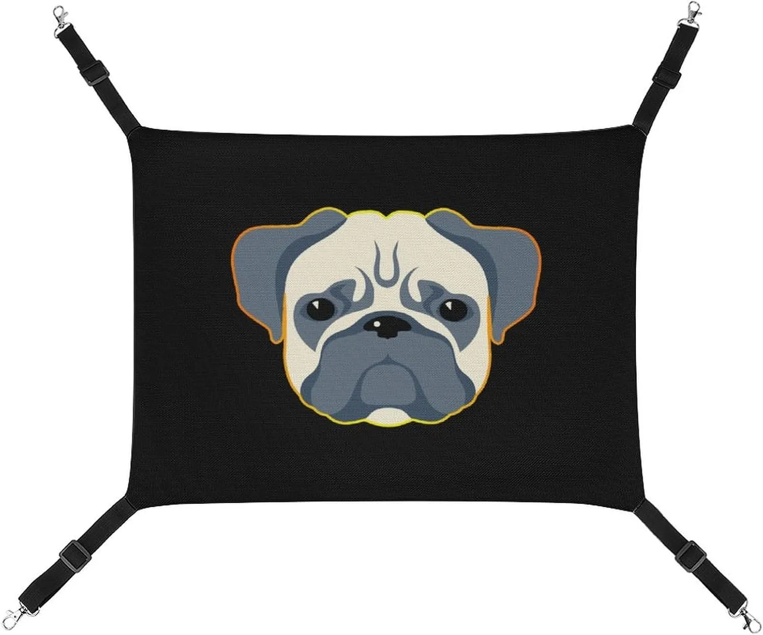 Pugs Cat Hanging Hammock Soft Breathable Pet Cage Dog Hammock with Adjustable Straps and Metal Hooks