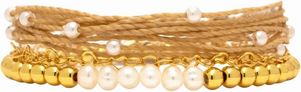 Pura Vida Bracelets Pack Lovely Pearl Style Pack - 3-Piece Boho Bracelet Stack