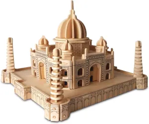 Puzzled 3D Puzzle Taj Mahal Wood Craft Construction Model Kit, Fun Unique & Educational DIY Wooden Toy Assemble Model Unfinished Crafting Hobby Puzzle to Build and Paint for Decoration 176 Pieces Pack