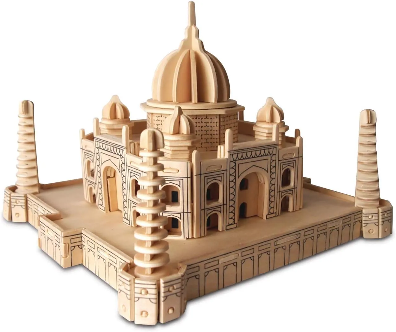 Puzzled 3D Puzzle Taj Mahal Wood Craft Construction Model Kit, Fun Unique & Educational DIY Wooden Toy Assemble Model Unfinished Crafting Hobby Puzzle to Build and Paint for Decoration 176 Pieces Pack