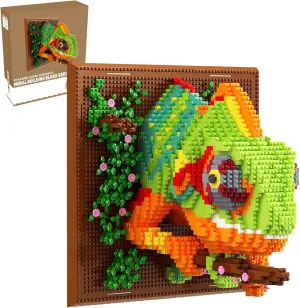 QISHOUTING Wall Art Chameleon Building Blocks Set for Adults, Home Wall Decor or Table Display, Creative Birthday Gift Toy for Adults (2688 PCS)
