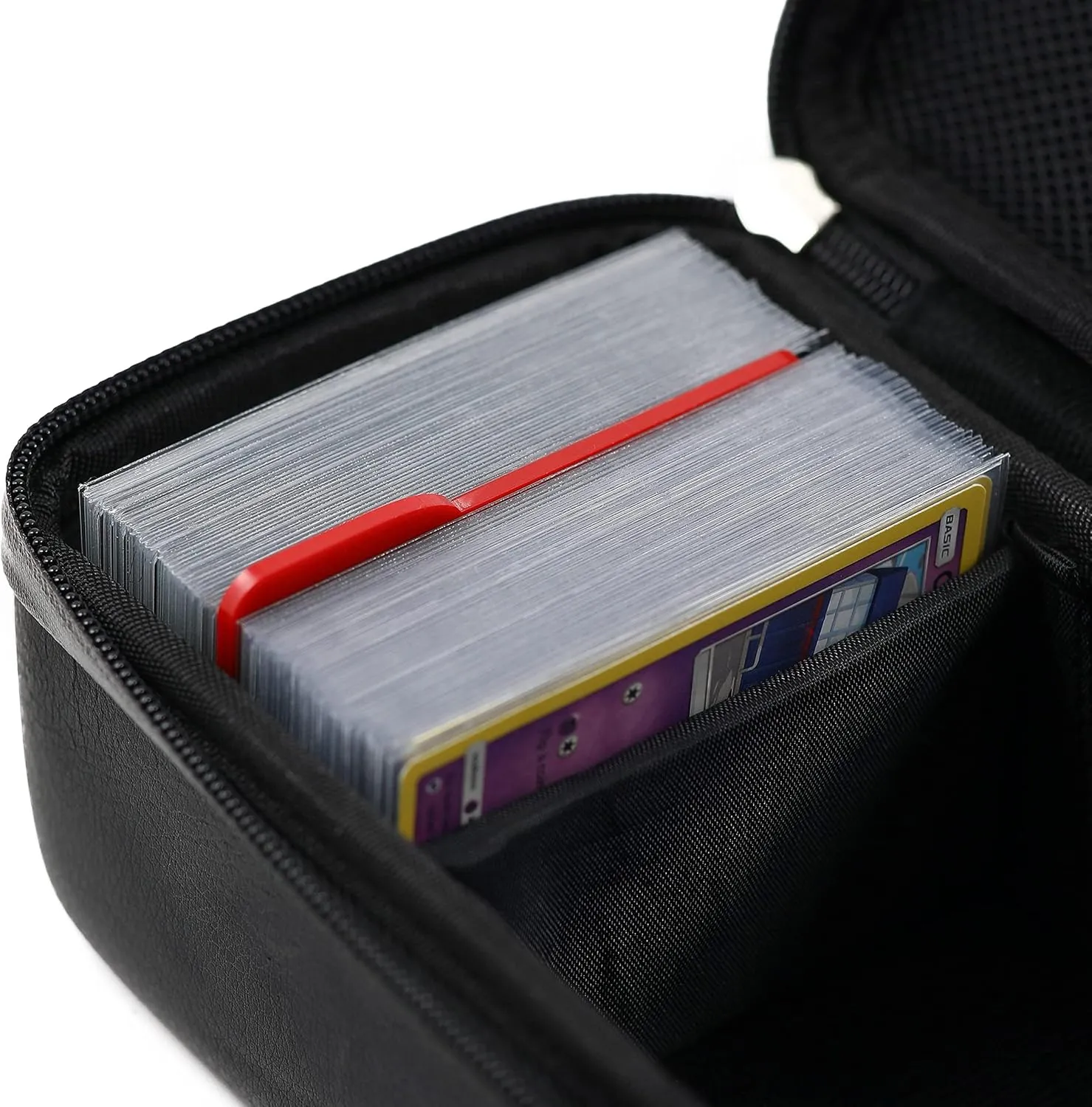 Quiver Time Black Bolt Card Carrying Case fits Pokemon Cards and Other TCG Games - Storage Bag for Playing/Trading Cards and Deck Box (Straps, Dividers & 100 Apollo Card Sleeves)