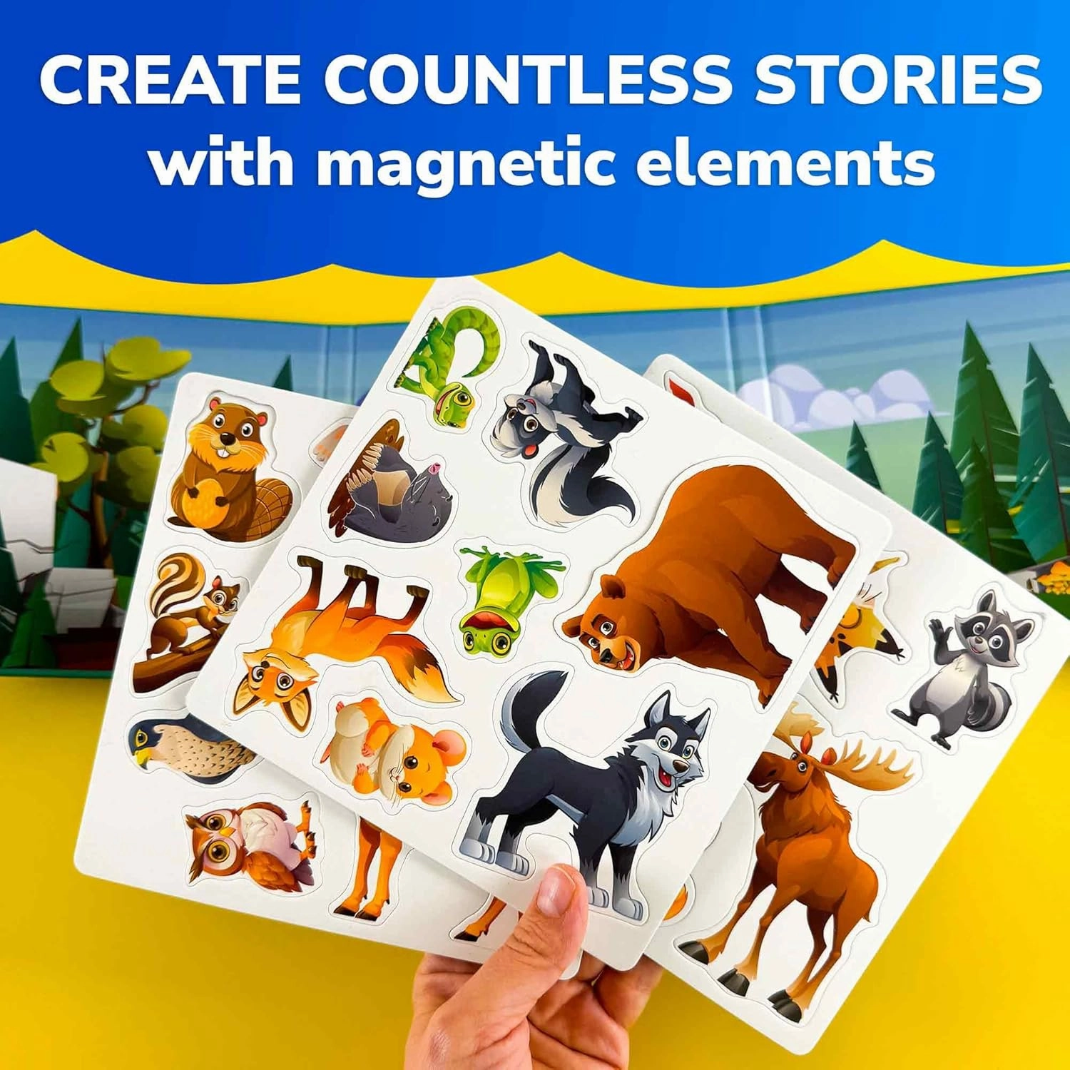 QUOKKA Travel Magnetic Puzzles for Toddlers 1-3 – 20 Pcs Forest Game with Extra-Long Play Book – Fun Travel Game Toy for Kids Ages 3-5 – Strong Magnets for Car Activities – Fun Toddler Puzzle Ages 2-4