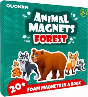 QUOKKA Travel Magnetic Puzzles for Toddlers 1-3 – 20 Pcs Forest Game with Extra-Long Play Book – Fun Travel Game Toy for Kids Ages 3-5 – Strong Magnets for Car Activities – Fun Toddler Puzzle Ages 2-4