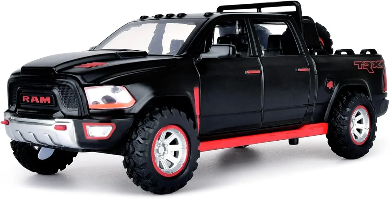 RAM 1500 Pickup Truck Toys for Boy Age 4-7 Diecast Metal Model Trucks Open Door Pull Back Toy Cars with Lights and Sound Gift for Kids 3-8 Years