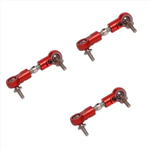 Rc Connecting Rod Tie Rod for KM for Baja 5B 5T 5SC 5Ive T 1/5 3pcs CNC Pull Rod Steering Servo Arm for Fit Red Rc Car Parts and Accessories Upgrade Replacement Use
