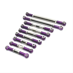 Rc Connecting Rod Tie Rod for WLtoys 12429 1/12 9pcs Metal Steering Pull Rod RC Car Tracked Vehicles Trucks Off-Road Parts and Accessories Upgrades Replacement Use(Purple)