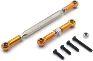 Rc Connecting Rod Tie Rod for WPL C14 C24 B14 B24 FJ-45 1/12 Metal Adjustable Steering Linkage Servo Link Pull Rod RC Car Parts and Accessories Upgrades Replacement Use(Yellow)