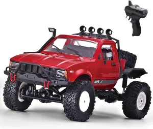 RC Crawler 1/16 Scale RC Rock Crawler, WPL C14 All Terrain RC Car RTR 4x4 Off-Road Remote Control Trucks with LED Lights and Two Batteries for Kids and Adults