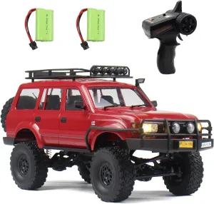 RC Crawler 1/16 Scale RC Rock Crawler, WPL C54 All Terrain RC Car RTR 4x4 Off-Road Remote Control Trucks with LED Lights and Two Batteries for Kids and Adults