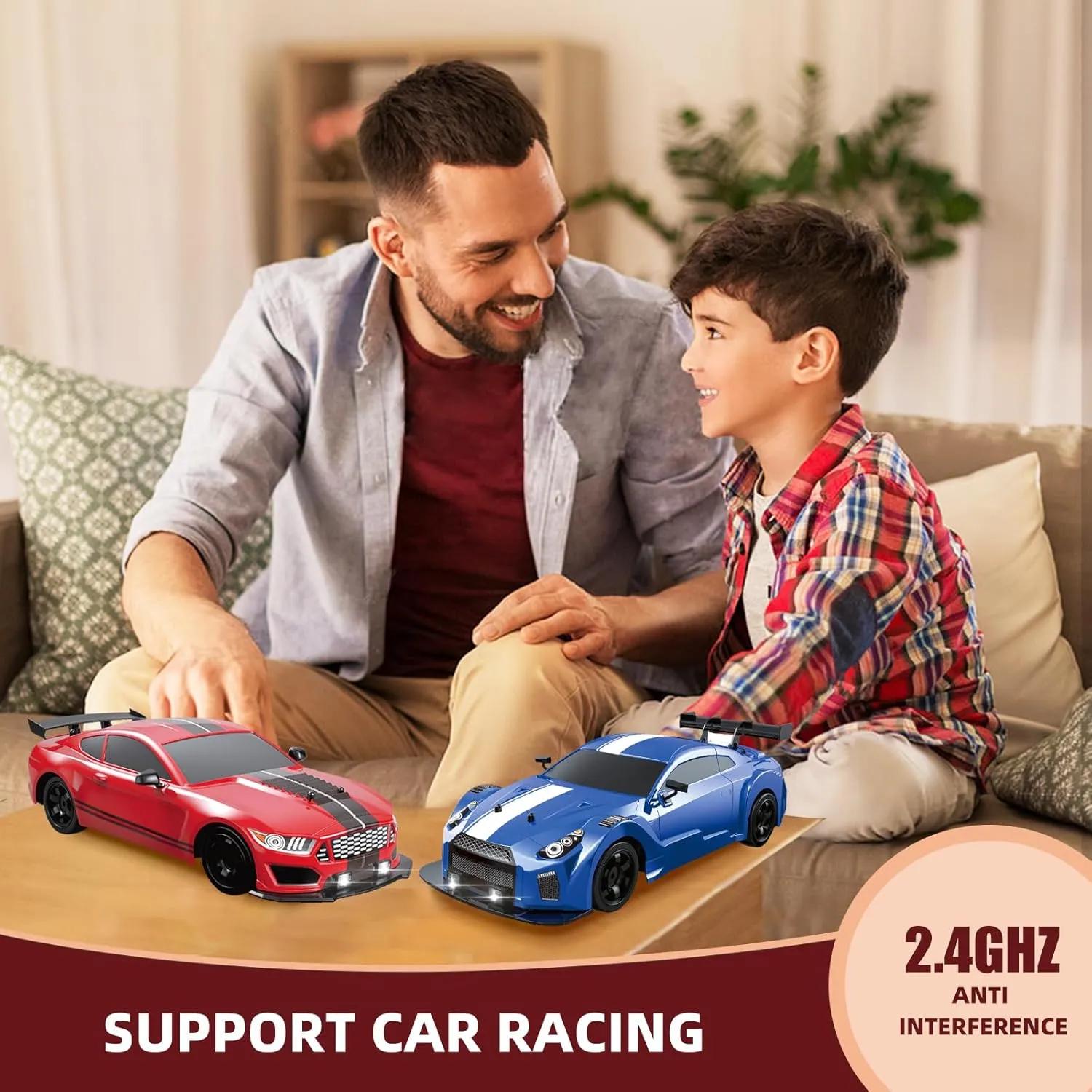 RC Drift Car 2.4GHz 1:16 Scale RC Car 4WD High Speed Remote Control Cars Vehicle with LED Lights Rechargeable Battery and Drifting Tires Racing Sport Toy Cars for Adults Boys Kids
