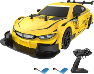 RC Drift Car - 4WD High Speed 40KM/H Racing Car, 1:16 Scale with LED Lights and Drifting Tires - 2Pcs Rechargeable Battery