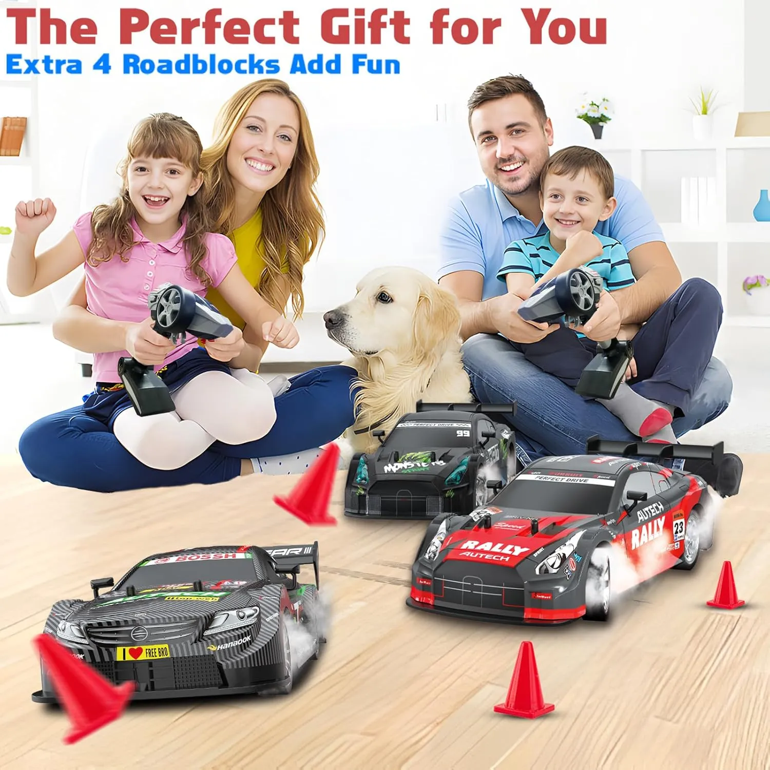 RC Drift Car for Adults, 1/16 Drifting RC Cars 4WD 2.4GHz Black Remote Control Car Hobby Racing Drifting Cars with LED Light Rechargeable Batteries and Drift Tires Toy Car for Kids Boys