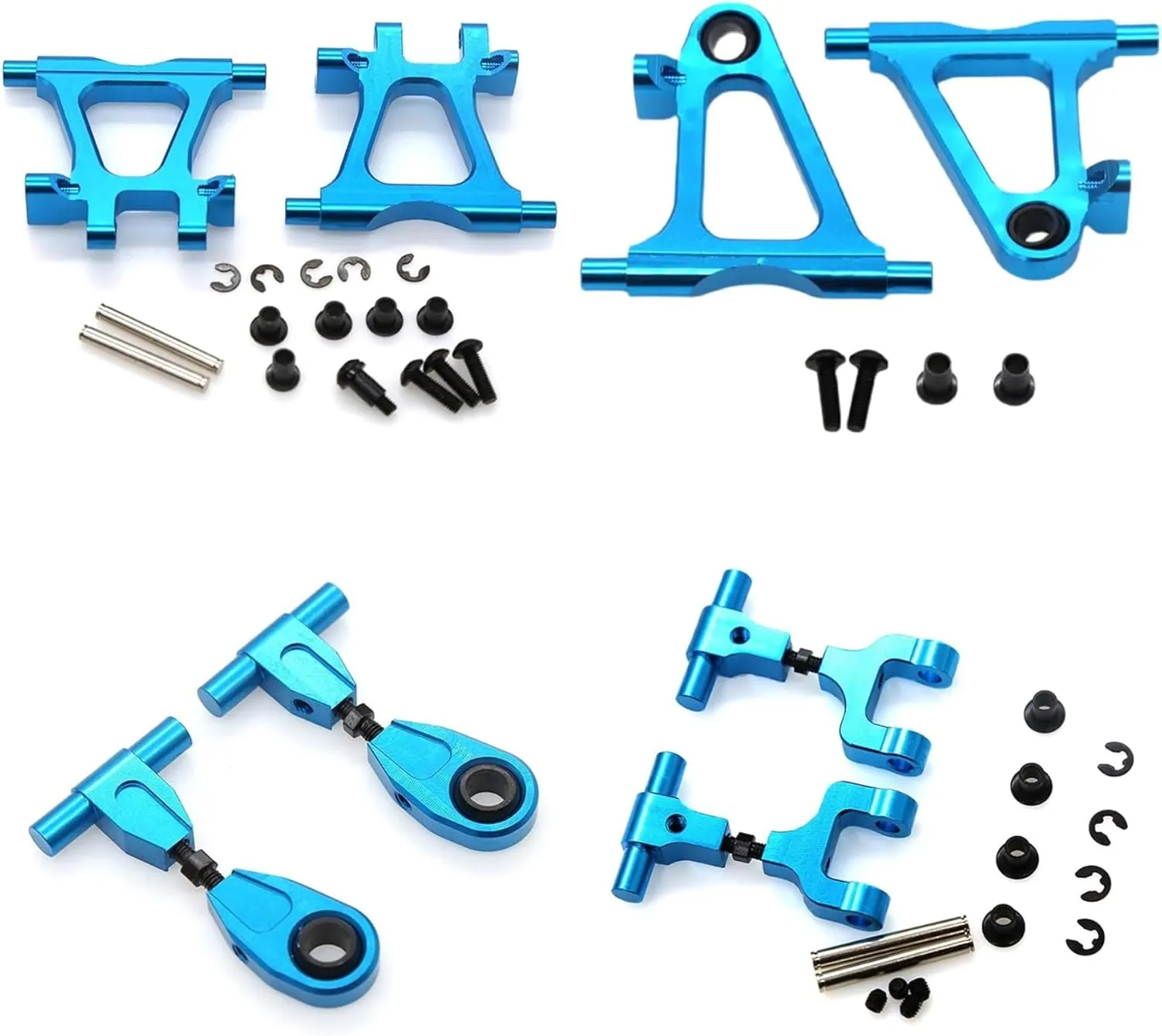 RC TT-02 Full Set Upgrade Kit Aluminum Drive Shaft Swing Arm Steering Cup CVD Bumper Motor Base Suspension Arms For Tamiya TT02 Upgrade Part 1/10 On Road Touring Rally Racing Car (Blue 16PCS)