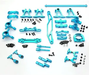 RC TT-02 Full Set Upgrade Kit Aluminum Drive Shaft Swing Arm Steering Cup CVD Bumper Motor Base Suspension Arms For Tamiya TT02 Upgrade Part 1/10 On Road Touring Rally Racing Car (Blue 16PCS)