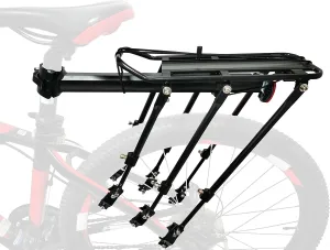 Rear Bike Rack Bicycle Cargo Rack Quick Release Adjustable Alloy Bicycle Carrier 265lbs Capacity Fit for 24 inch, 26 inch, 27.5 inch, 29 inch Bikes