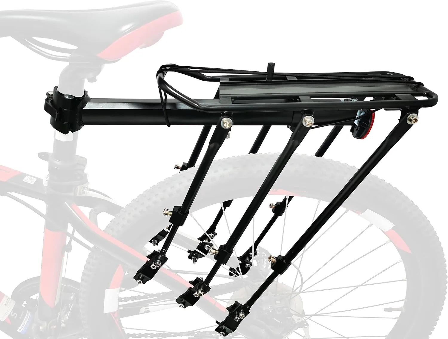 Rear Bike Rack Bicycle Cargo Rack Quick Release Adjustable Alloy Bicycle Carrier 265lbs Capacity Fit for 24 inch, 26 inch, 27.5 inch, 29 inch Bikes