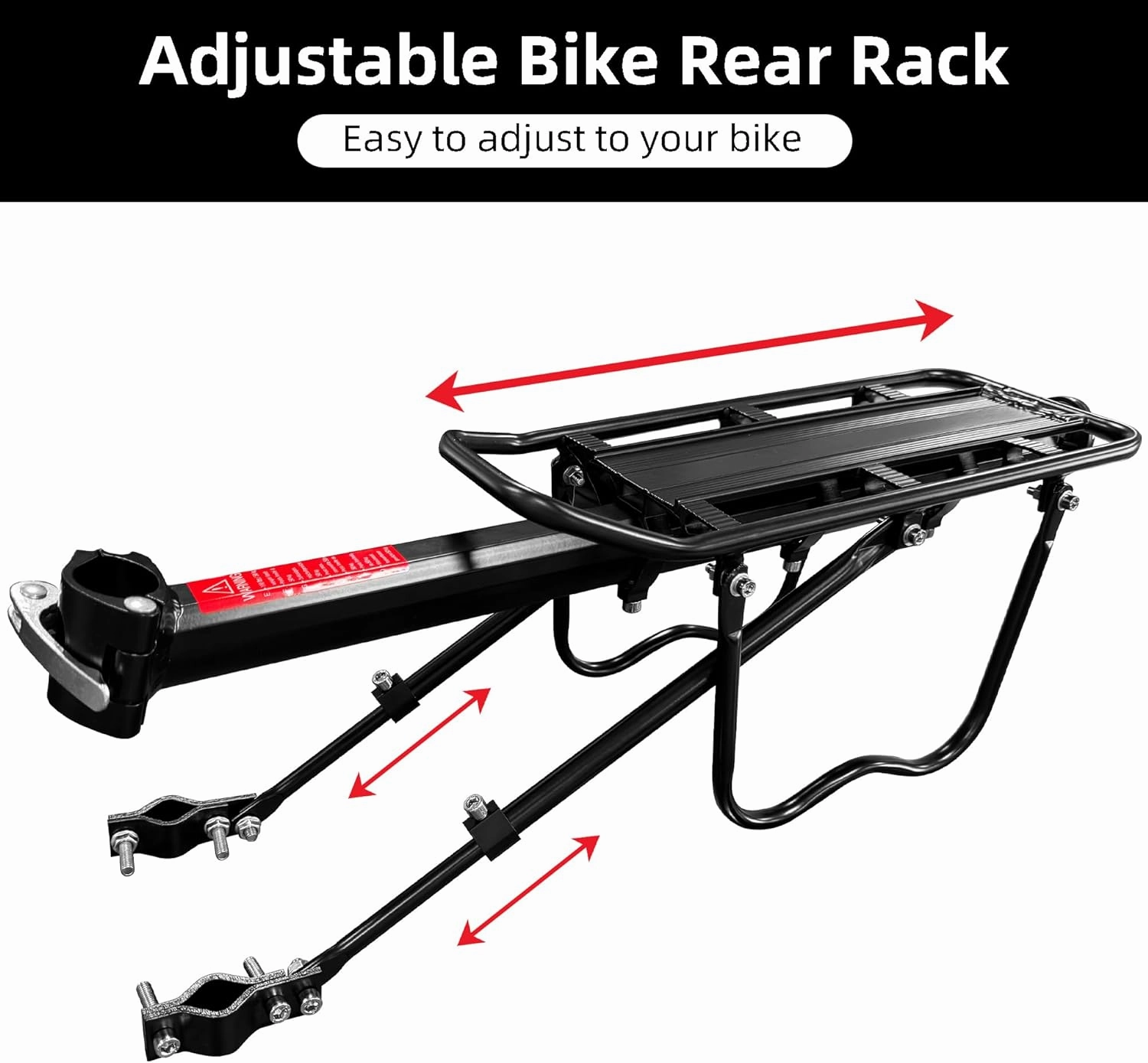 Rear Bike Bicycle Cargo Rack, Aluminum Alloy Rear Bike Pannier Rack for Back of Bike Carrier Rack with Quick Release Mountain Road Bicycle Rear Racks 110-165 lbs Capacity Universal