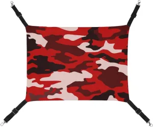 Red Black Camouflage Hanging Cat Bed Soft Breathable Pet Hammock for Cage Pet Sleeper for Kitten Ferret Puppy Rabbit