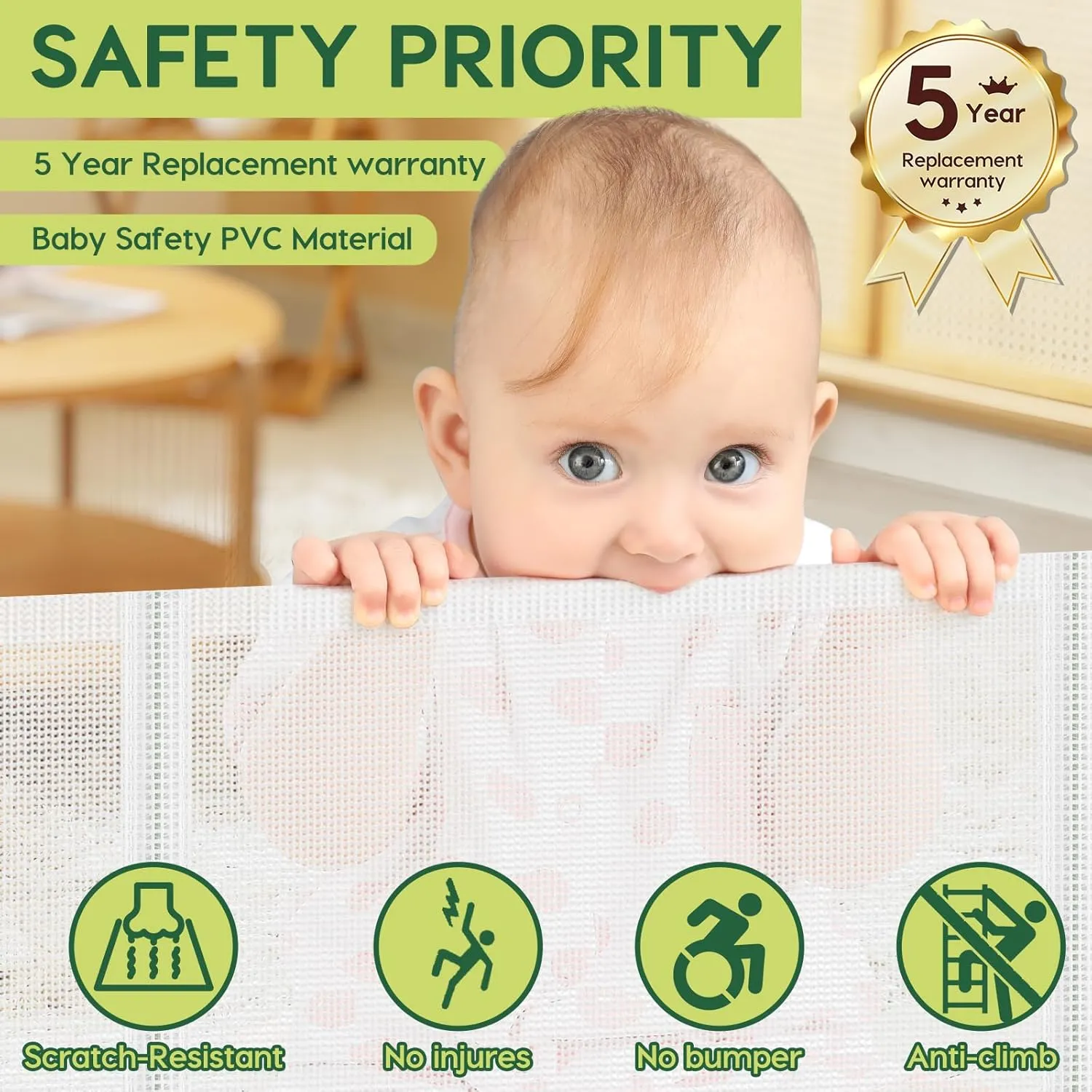 Reinforced 55" Wide Retractable Baby Gate Outdoor Retractable Gate with Reinforced Bar Mesh Baby Gate Retractable Dog Gate Retractable Mesh Gate for Kids and Pets Safety Retractable Pet Gate for Stair