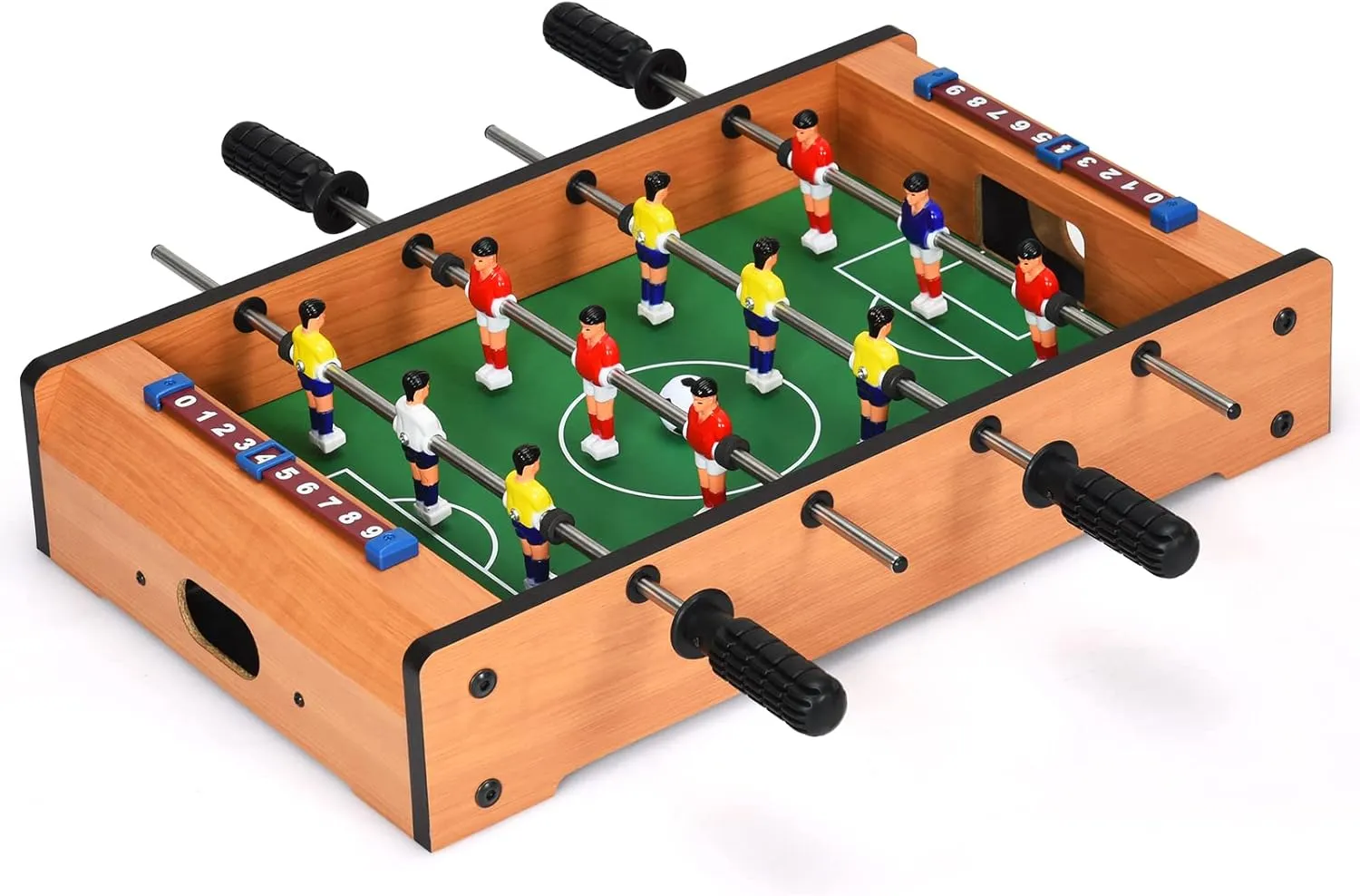 RELAX4LIFE Mini Foosball Table, 20 Inch Wooden Soccer Table for Kids & Adults, Recreational Hand Soccer for Game Room, Family Night, Portable Indoor Tabletop Soccer Game Set