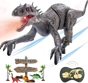 Remote Control Dinosaur Jurassic T Rex Toys for Boys Electronic RC Spray Raptor 2.4Ghz Walking Roaring Tyrannosaurus Rex Realistic 18.1" Rechargeable Birthday Gift for Kids Girls 3 4 5 6 7