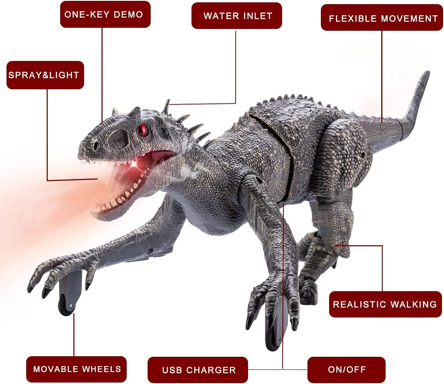 Remote Control Dinosaur Jurassic T Rex Toys for Boys Electronic RC Spray Raptor 2.4Ghz Walking Roaring Tyrannosaurus Rex Realistic 18.1" Rechargeable Birthday Gift for Kids Girls 3 4 5 6 7