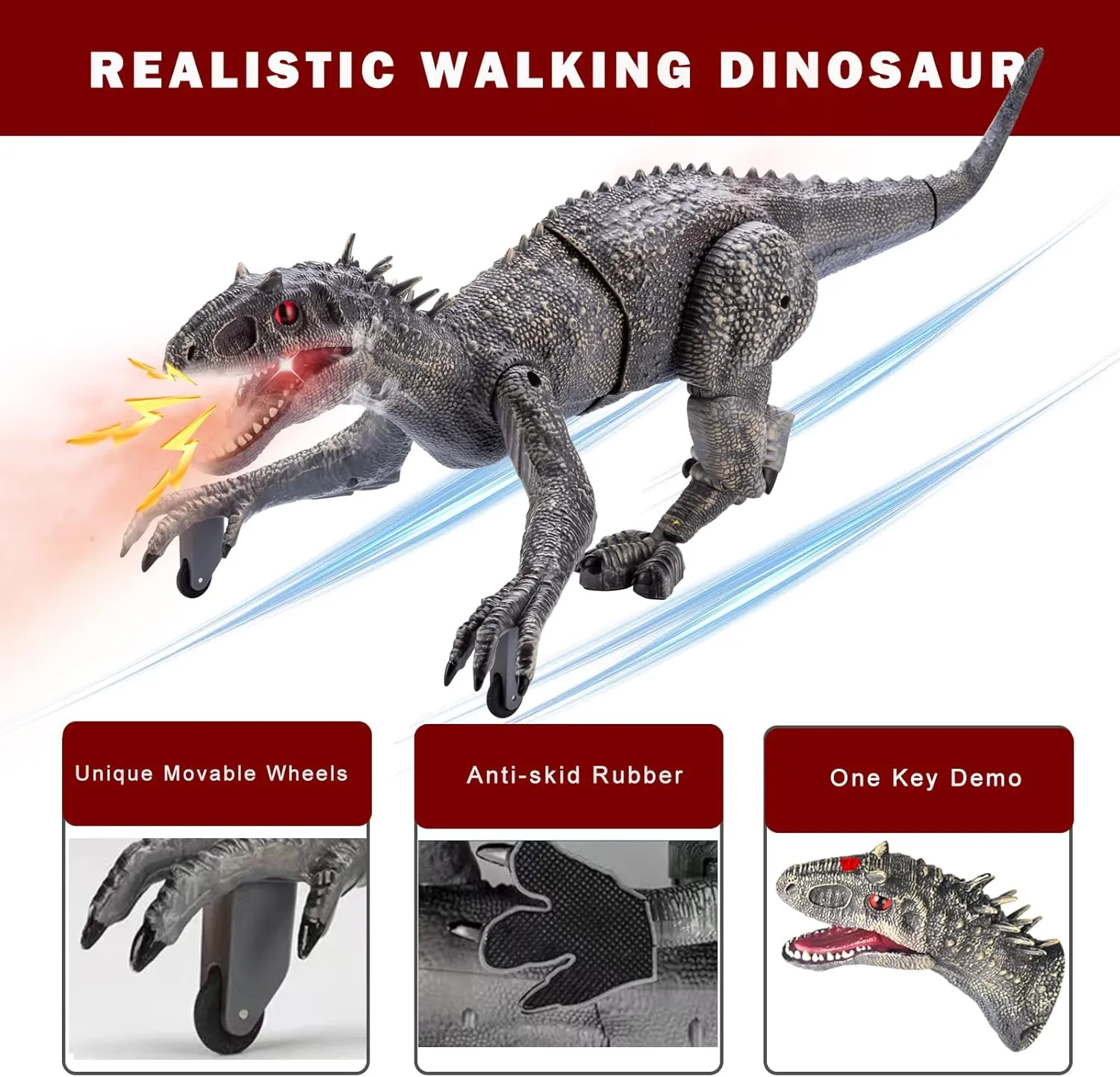 Remote Control Dinosaur Jurassic T Rex Toys for Boys Electronic RC Spray Raptor Walking Roaring Tyrannosaurus Rex Realistic 18.1" Rechargeable Birthday Gift for Kids Girls 3 4 5 6 7