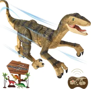 Remote Control Dinosaur Toys for Boys Kids Girls 3 4 5 6 7 8 Electronic RC Robot Raptor Toy Walking Roaring Velociraptor Realistic 18.1" Jurassic Dino Rechargeable Birthday Gift