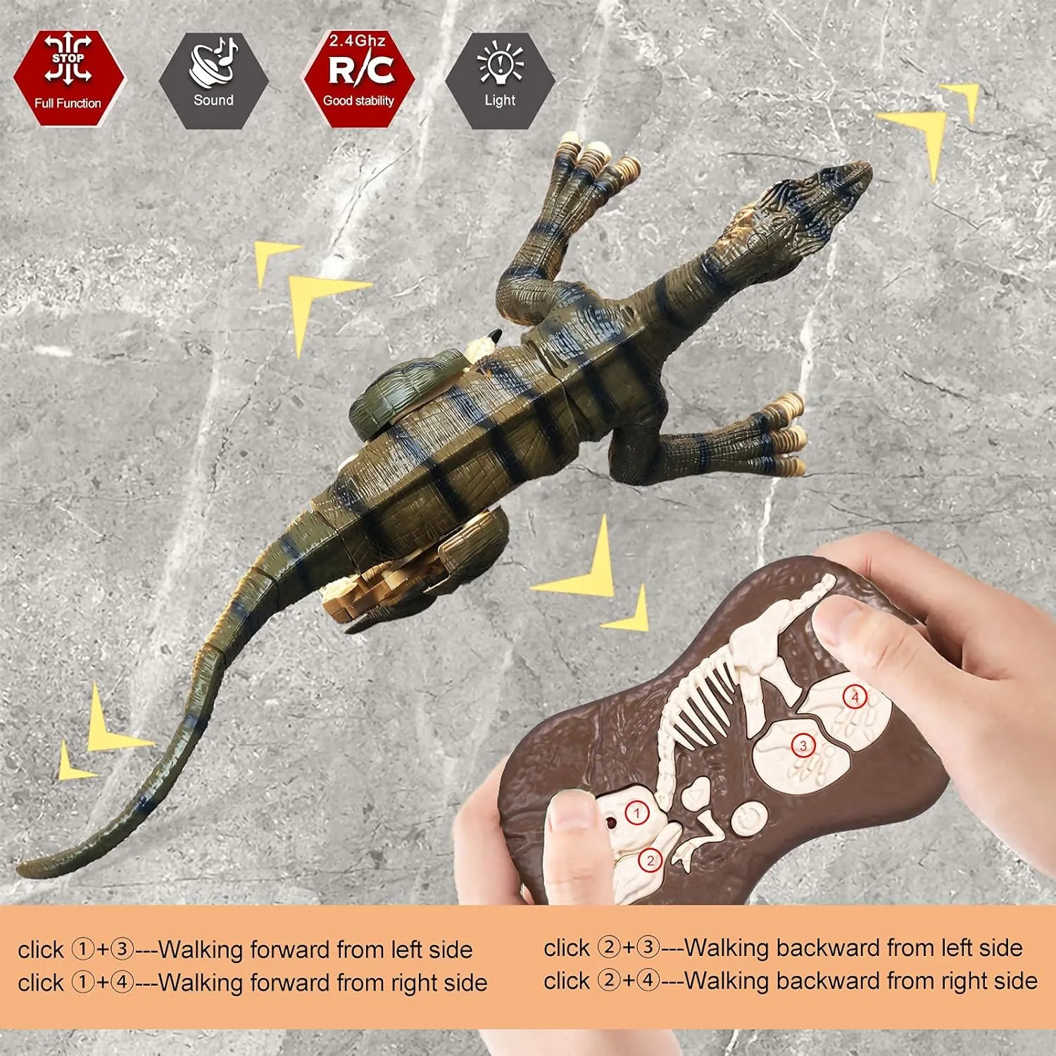 Remote Control Dinosaur Toys for Boys Kids Girls 3 4 5 6 7 8 Electronic RC Robot Raptor Toy Walking Roaring Velociraptor Realistic 18.1" Jurassic Dino Rechargeable Birthday Gift