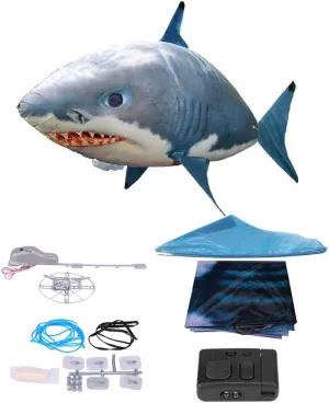 Remote Control Flying Shark, Inflated RC Inflatable Balloon Toy Shark Clownfish Gift, Flying Shark Toy (Blue Shark)