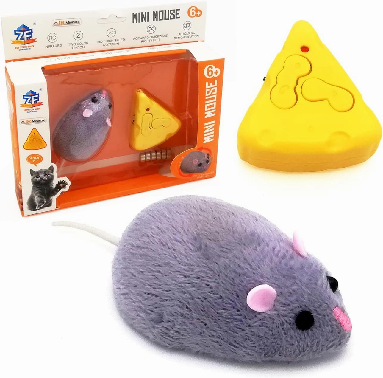 Remote Control Mouse Toy, Electric RC Rat Animal, for Prank Joke Trick, Cat Playing, Kid's Children's Funny Birthday (Grey)