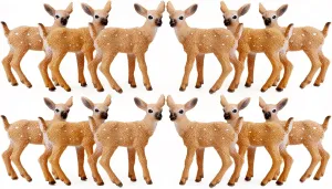 RESTCLOUD 12Pcs Deer Figurines Cake Toppers, Deer Toys Figure, Small Woodland Animals Set of 12 Fawn