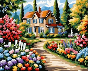 Roadside Garden - Van-Go Paint-by-Number Kit 50X65cm with Frame