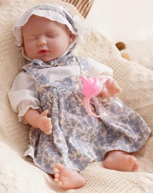 ROBOTIME 17-Inch Reborn Baby Doll – Lifelike Sleeping Newborn with Soft Vinyl Skin, Realistic Details, and Cuddly Weighted Body for Kids