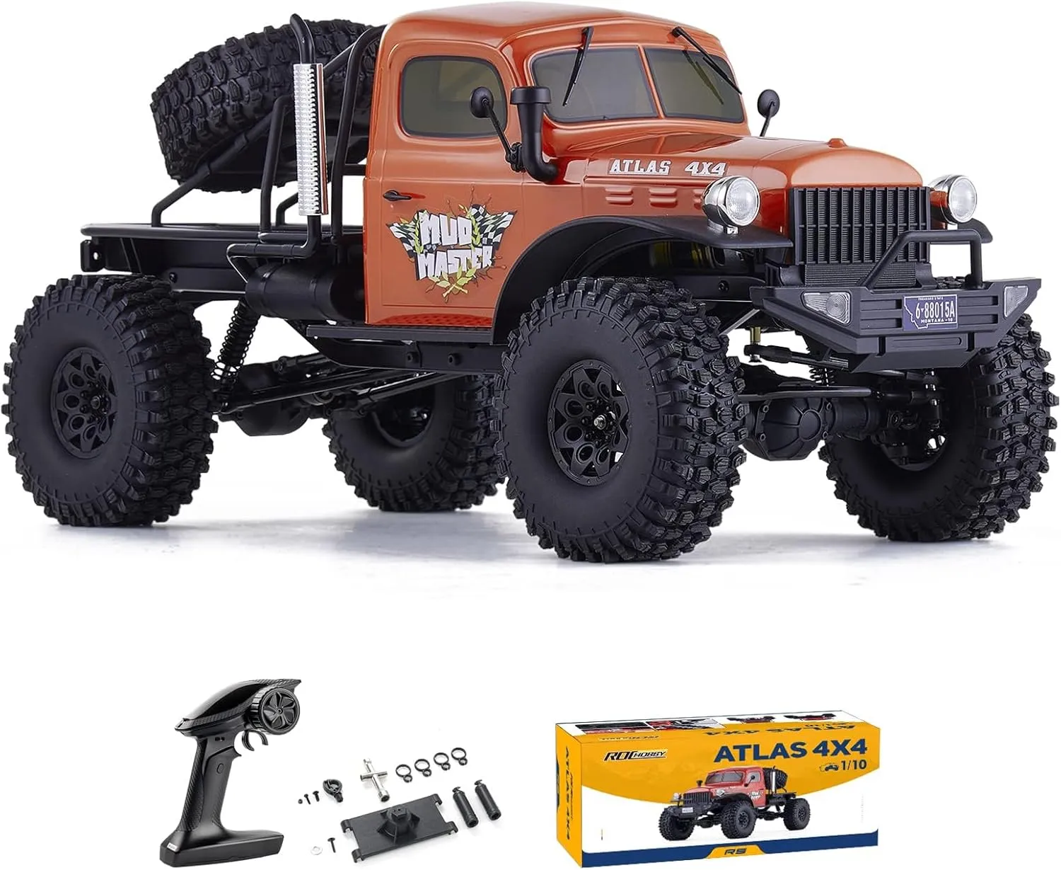 RocHobby Atlas 1/10 RC Crawler, 2.4Ghz RC Rock Truck Off Road, RC Car Indoor&Outdoor 2 in 1, RC Rock Crawler 4x4 Hobby Grade for Adults Need to Complete with Battery (Orange)
