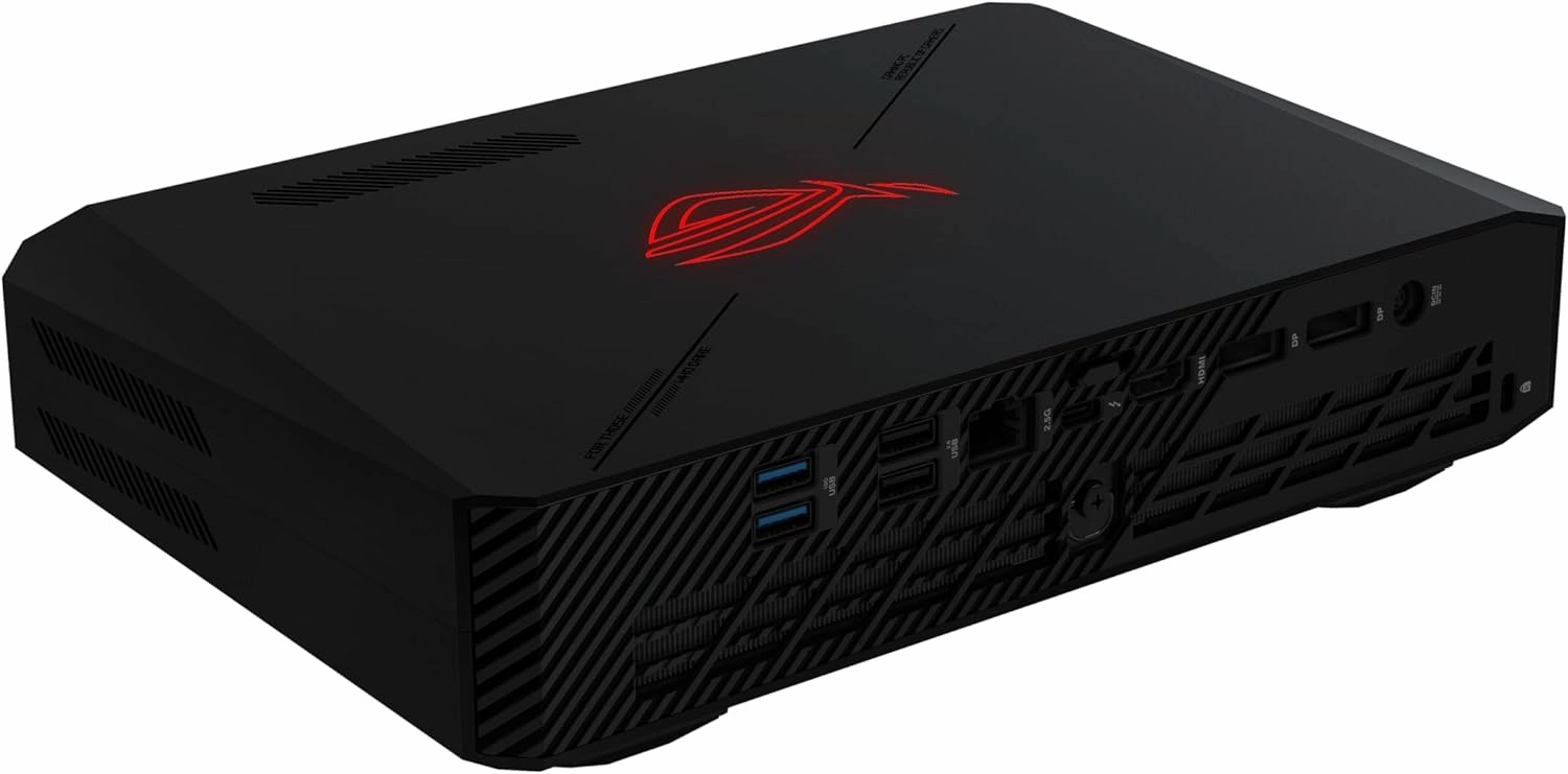 ROG NUC 970 Full System Mini PC with Intel 14th Gen Core Ultra 9 185H, NVIDIA GeForce RTX 4070 Discrete Graphics, 32GB DDR5 RAM, 1TB PCIe G4x4 NVMe SSD, Win 11, ARGB Lighting, Vertical Stand Included