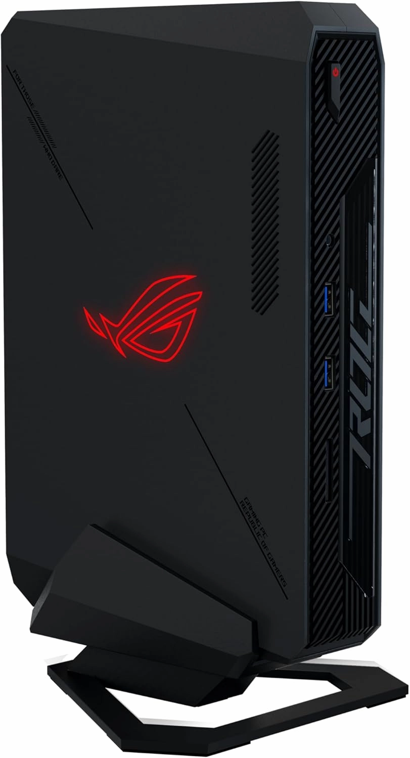 ROG NUC 970 Full System Mini PC with Intel 14th Gen Core Ultra 9 185H, NVIDIA GeForce RTX 4070 Discrete Graphics, 32GB DDR5 RAM, 1TB PCIe G4x4 NVMe SSD, Win 11, ARGB Lighting, Vertical Stand Included