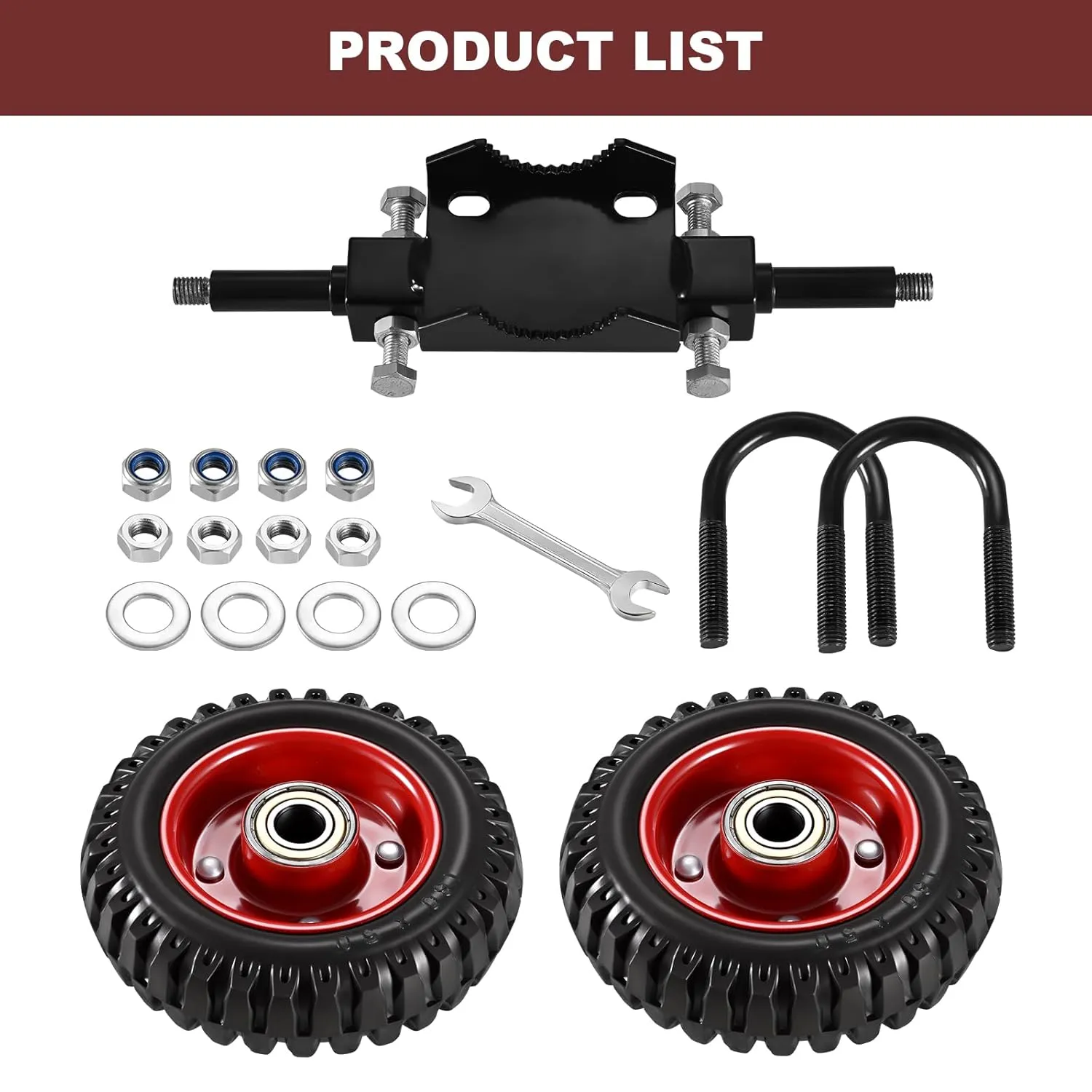 Rolling Gate 6 Inch Rubber Wheel Carrier Heavy Duty for Driveway Chain Link Fence Metal Tube Gates and Rolling/Sliding Gates 550lb Capacity,1-Pack (6 Inch-2 wheel(Two U-Bolt 2inch))