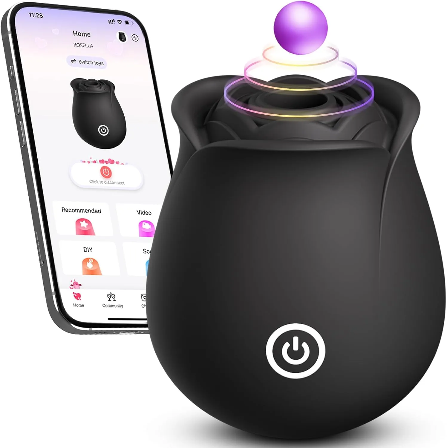 Rose Sex Toy Vibrator for Women – allovü Upgrade Sucking Black Rose Sex Toys for Women Clitoral Nipple Stimulation, Womens Sex Toy Rose Sucker with Suction for Woman Female Couple Sex Machine