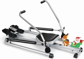 Rowing Machines for Home Use SPORFIT Compact Portable Folding Rower Machine with 12 Level Adjustable Hydraulic Resistance & LCD Monitor, Soft Seat Row
