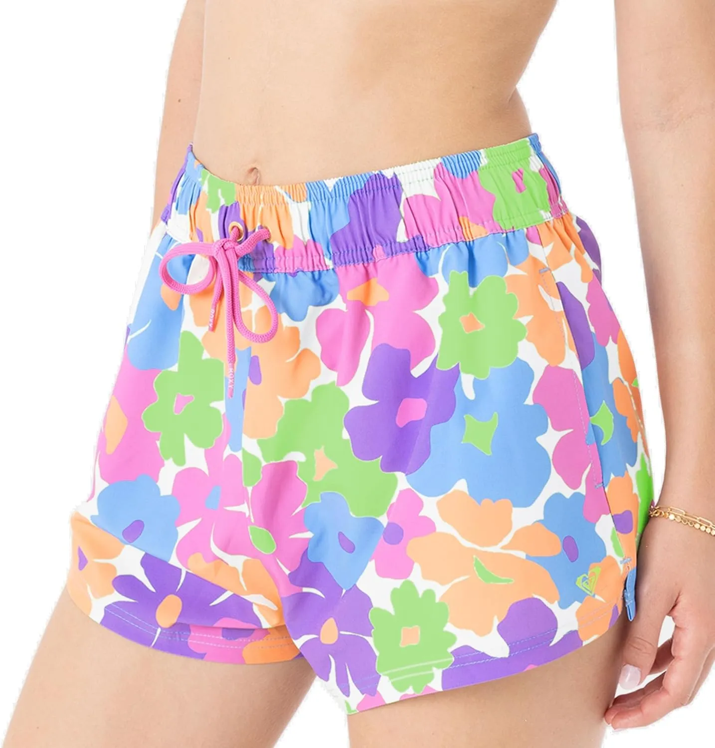 Roxy Women's Standard Beach Casual Loose Fitted, Elastic Waist Drawcord Swim Shorts, Quick-Dry
