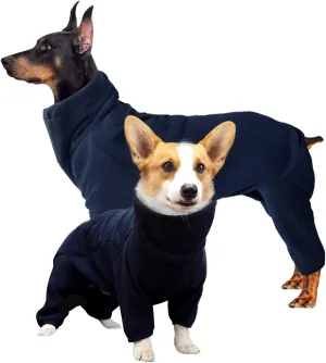 ROZKITCH Dog Winter Coat Soft Fleece Pullover Pajamas, Pet Windproof Warm Cold Weather Jacket Vest Cozy Jumpsuit Apparel Outfit Clothes for Small Medium Large Dog Walking Hiking Sleep Blue XS